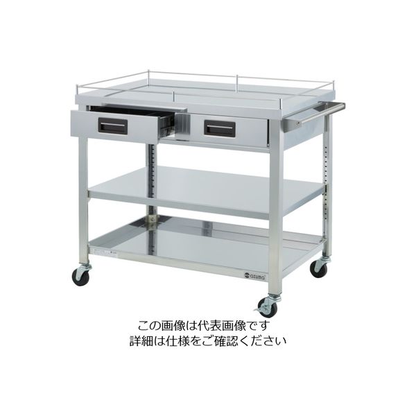 東製作所 アズマ 4方コボレ止め・引出付ワゴン 3段 4GWGO3-900H 1台 828-3335（直送品）