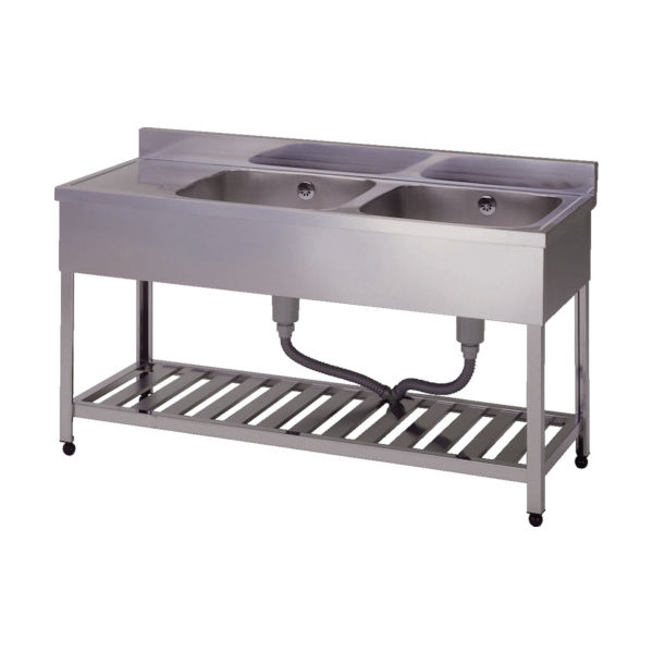 東製作所 アズマ 二槽水切シンク右水槽 1500×600×800 HPM2-1500-R 1台 455-2067（直送品）