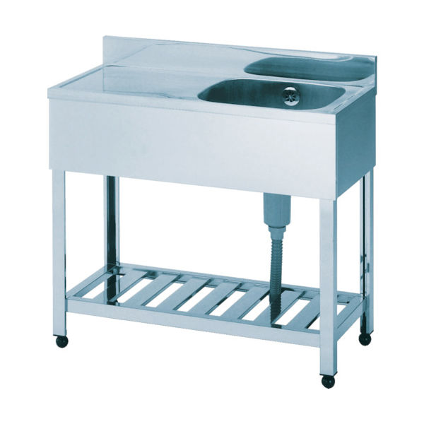 東製作所 アズマ 一槽水切シンク左水槽 750×450×800 KPM1-750L 1台 455-2555（直送品）