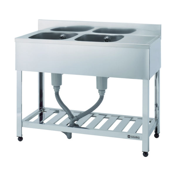 東製作所 アズマ 二槽水切シンク右水槽 1000×450×800 KPM2-1000-R 1台 455-2601（直送品）