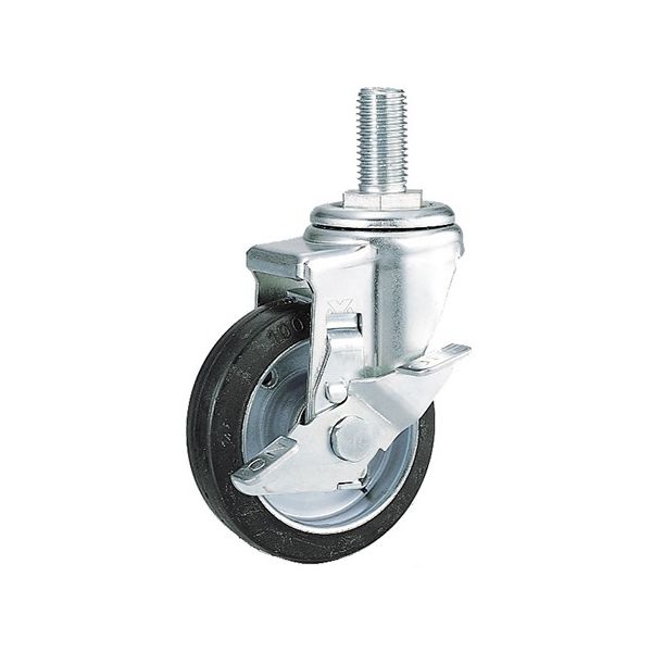 シンコー オプションキャスター 4個 φ100 ゴム車ストッパー付 (スチール金具) CR-100x4 1式(4個) 62-9222-10（直送品）