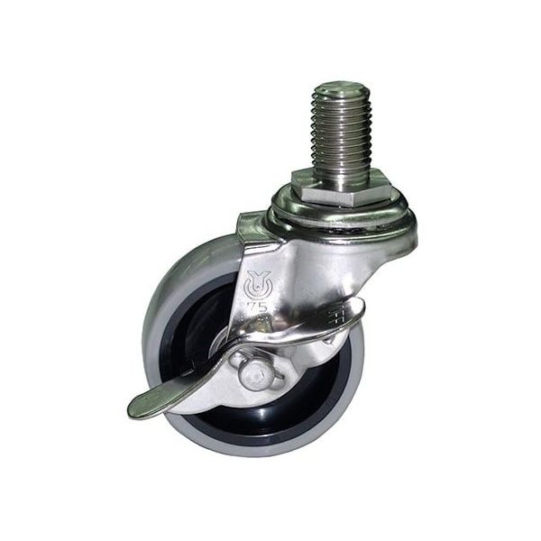 シンコー オプションキャスター 4個 φ75 ウレタン車ストッパー付 (ステンレス金具) CSU-75x4 1式(4個)（直送品）