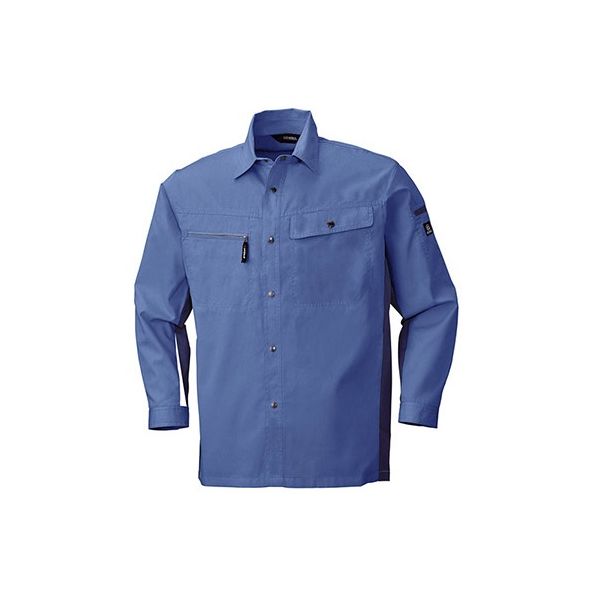 ビッグボーン 長袖シャツ ブルー×ブルーグレー 6655-53-L 1枚 63-1800-94（直送品）