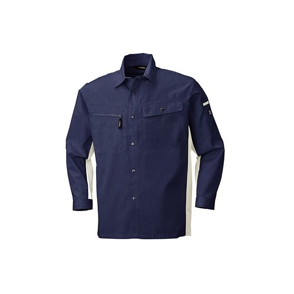 ビッグボーン 長袖シャツ ブルーグレー×シルバーグレー 6655-58-L 1枚 63-1801-01（直送品）