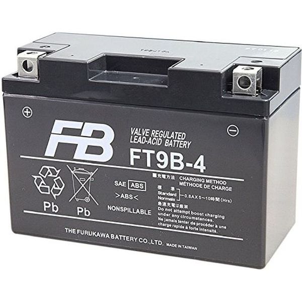 【二輪車用品】古河電池 シールド型 バイク用バッテリー液入充電済 FT9B-4 1個（直送品）