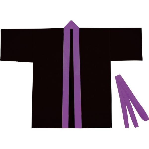 アーテック カラー不織布ハッピ 子供用J 黒(紫襟) 4574 1セット(1枚×3)