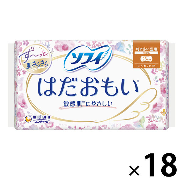 ナプキン 特に多い日の昼用 羽なし 23cm ソフィ はだおもい 1箱（24枚×18個） ユニ・チャーム