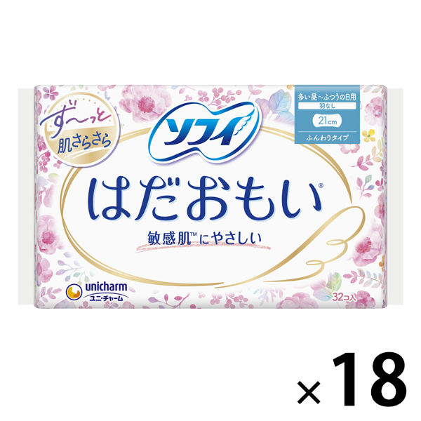 ナプキン 多い昼～ふつうの日用 羽なし 21cm ソフィ はだおもい 1箱（32枚×18個） ユニ・チャーム