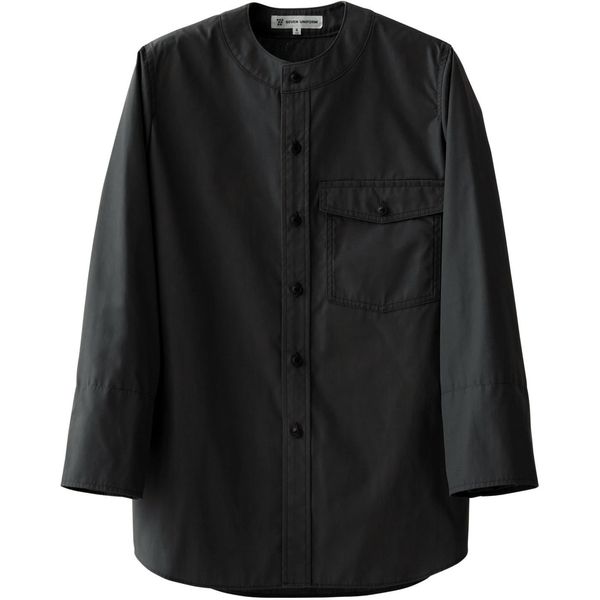 セブンユニフォーム HACCP対応袖口アンダーカバー付シャツ・男女兼用・八分袖 ブラック LL CH4470-9 1セット(2着入)（直送品）