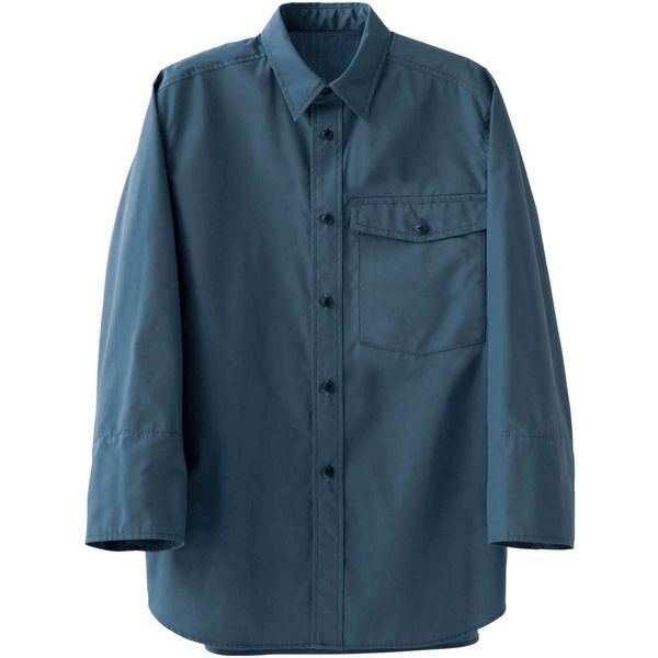 セブンユニフォーム HACCP対応袖口アンダーカバー付シャツ・男女兼用・八分袖 ブルー M CH4471-1 1セット(2着入)（直送品）