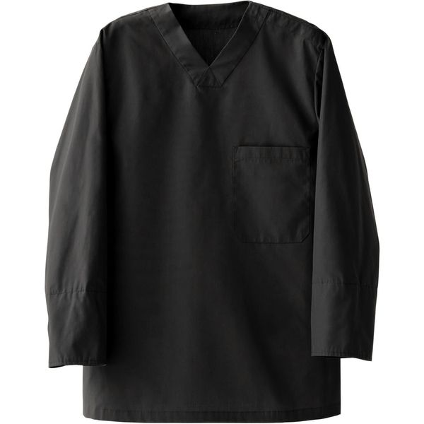 セブンユニフォーム HACCP対応袖口アンダーカバー付シャツ・男女兼用・八分袖 ブラック SS CH4472-9 1セット(2着入)（直送品）