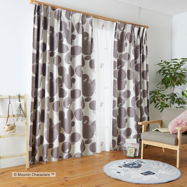 スミノエ MOOMIN セミオーダー カーテン ロックパターン 1600×1500mm ダークグレー 1セット(2枚入)（直送品） 24,869円
