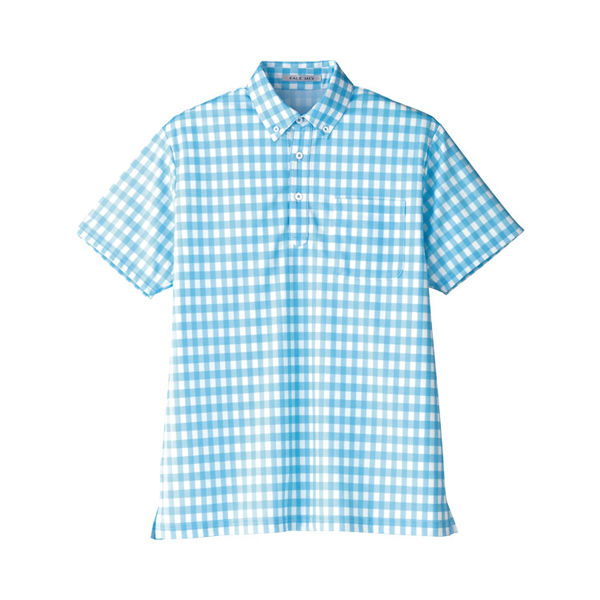 ボンマックス チェックプリントポロシャツ　FB4523U-7　ブルー　SS　1枚（直送品）