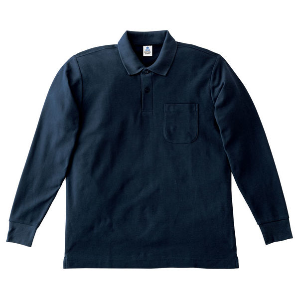 ボンマックス ポケット付きCVC鹿の子ドライ長袖ポロシャツ　MS3115-8　ネイビー　S　1枚（直送品）