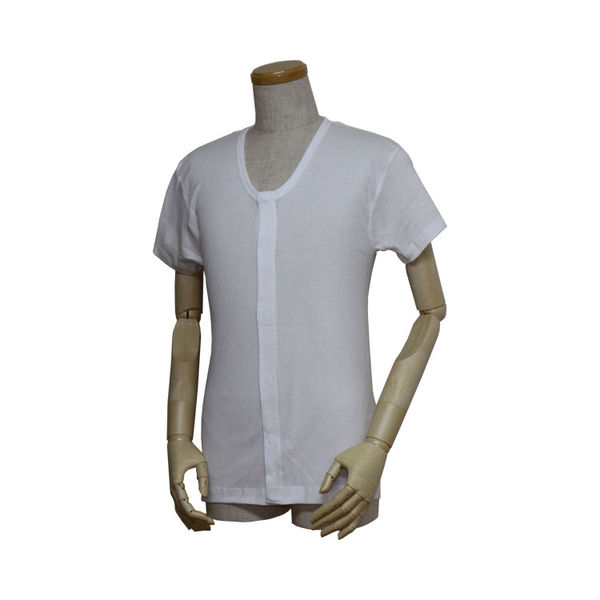 ウエル 紳士半袖前開きシャツ　2枚組　43203-2　白　M 4544354439018 1組（直送品）