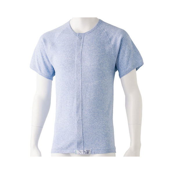 ケアファッション 半袖ワンタッチシャツ　97950-62　杢ブルー　L 4580625302254 1枚（直送品）