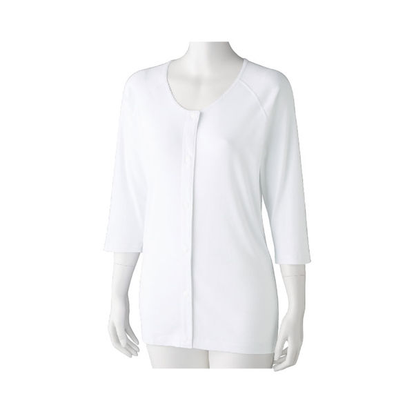 ケアファッション 7分袖ホックシャツ（2枚組）　89868-14　ホワイト　S 4580625306481 1枚（直送品）