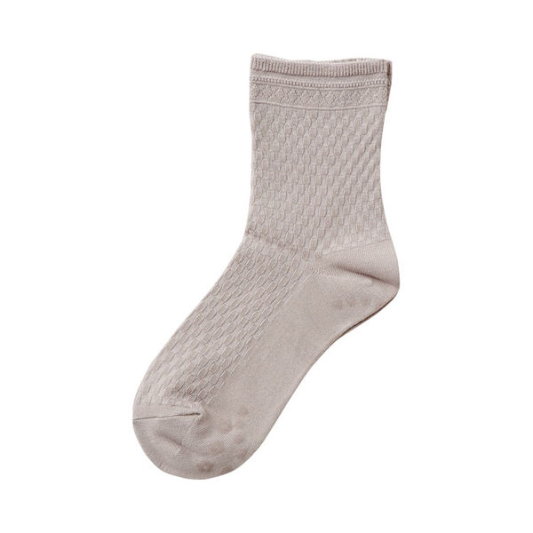 神戸生絲 婦人ゴムなし柄すべり止めソックス(格子) 3335 22~24cm グレー 4971751032113 1足（直送品）