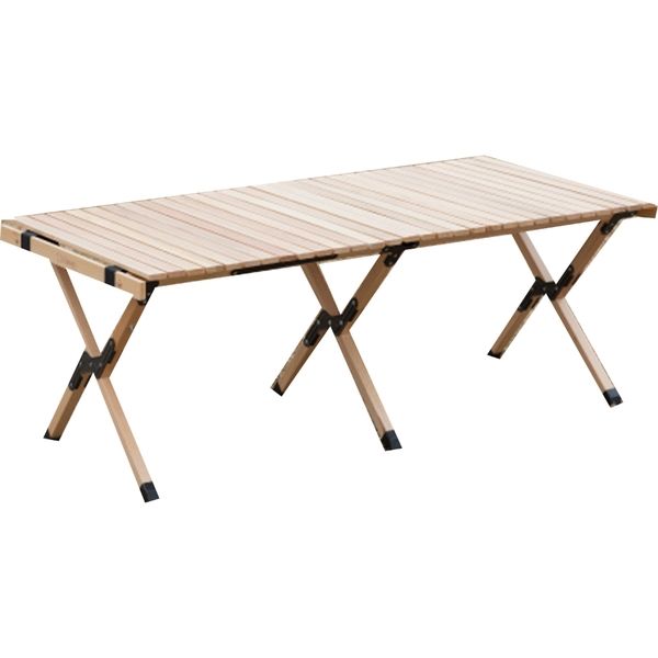 S'more（スモア） 折り畳み 木製 ロールテーブル Lサイズ 幅122cm 天然ブナ材使用 1個（直送品）