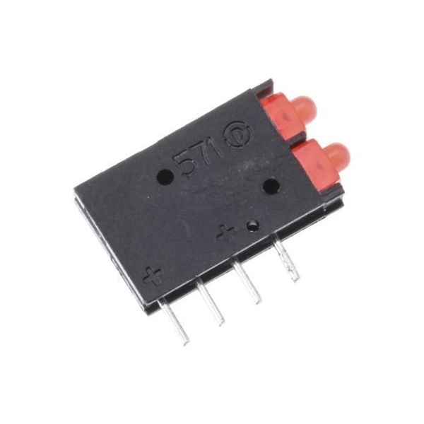 ダイアライト 基板用LED表示灯 赤 直角 38 ° 2色 スルーホール実装 571-0111-100F 1ロット(50個)（直送品）