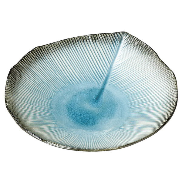 陶雅 大皿 藍染スカイ葉型8寸皿 [3個入] tga-1018-074（直送品）