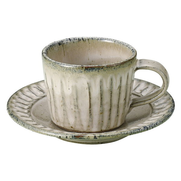 陶雅 カップ＆ソーサー 黒乳流しコーヒー碗皿 [2個入] tga-1018-118（直送品）