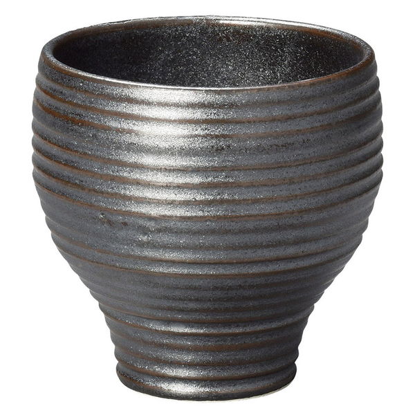 陶雅 ロックカップ 黒いぶし千段削りカップ(大) [4個入] tga-1318-084（直送品）