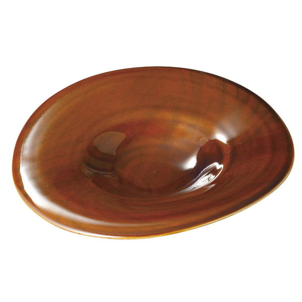 陶雅 大皿 アメ釉木目変形大皿 [1個入] tga-1418-051（直送品）