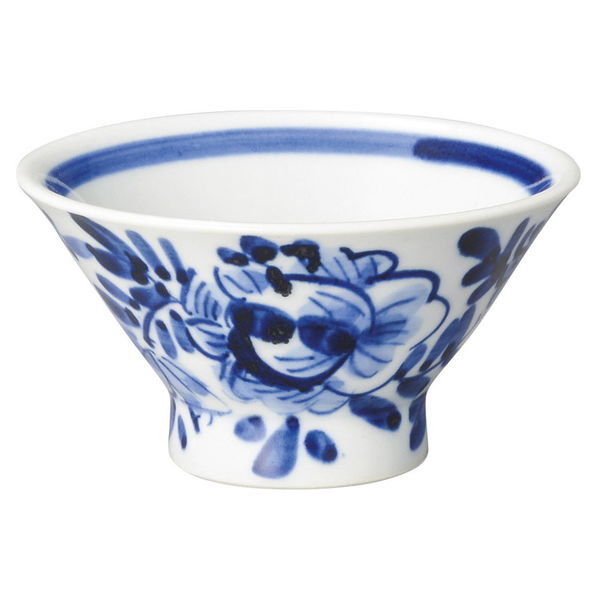 花唐草 染付 蓋付 茶碗