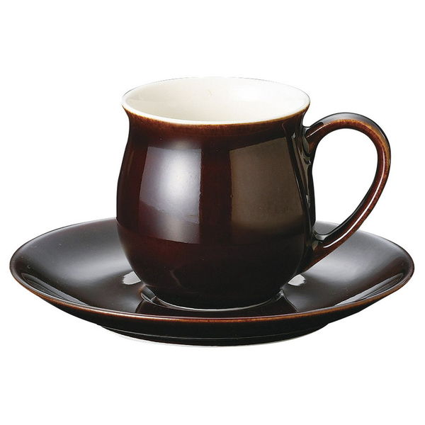 陶雅 カップ＆ソーサー パルファンこげ茶釉コーヒー碗皿 [2個入] tga-4018-193（直送品）