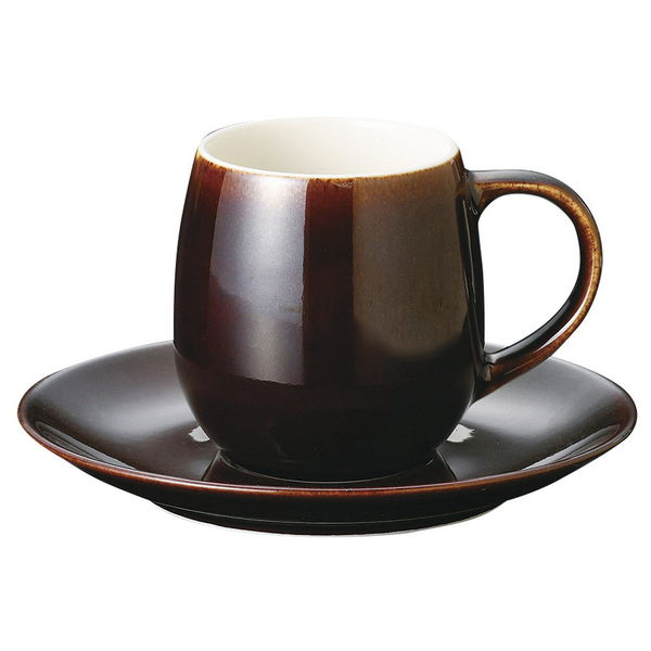 陶雅 カップ＆ソーサー シュプレムこげ茶釉コーヒー碗皿 [2個入] tga-4018-236（直送品）