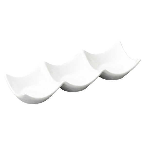 陶雅 薬味皿 白磁石目型3連皿(小) [3個入] tga-4318-042（直送品）