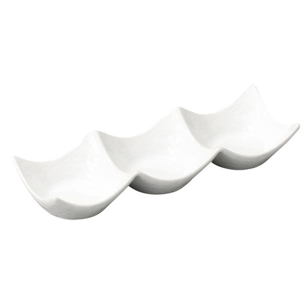 陶雅 薬味皿 白磁石目型豆3連皿 [5個入] tga-4318-091（直送品）