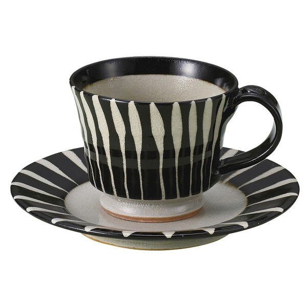 陶雅 カップ＆ソーサー 黒釉十草コーヒー碗皿 [1個入] tga-4418-096（直送品）