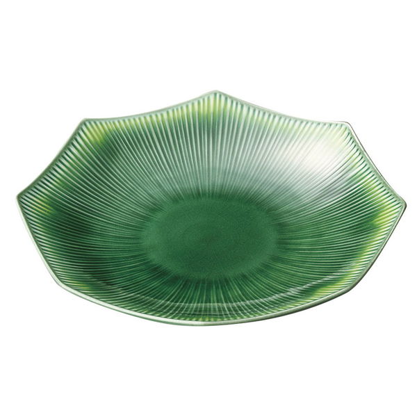 陶雅 大皿 緑黄流ししのぎ彫八角8寸皿 [2個入] tga-4618-033（直送品）