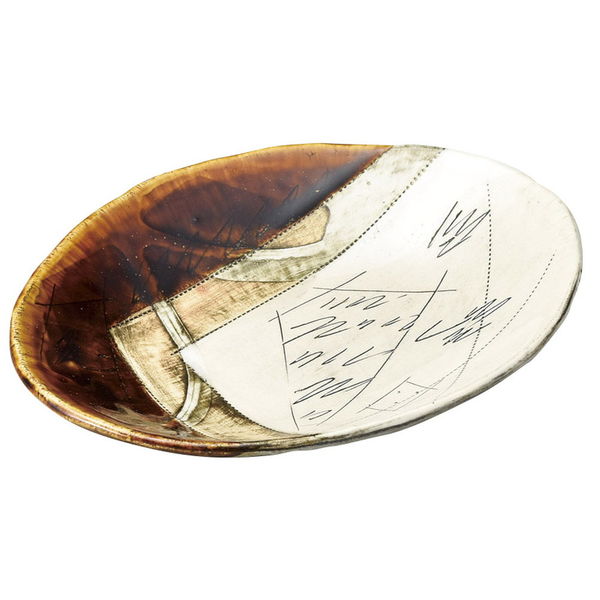 陶雅 楕円皿 飴釉刻紋楕円皿 [2個入] tga-5118-032（直送品）