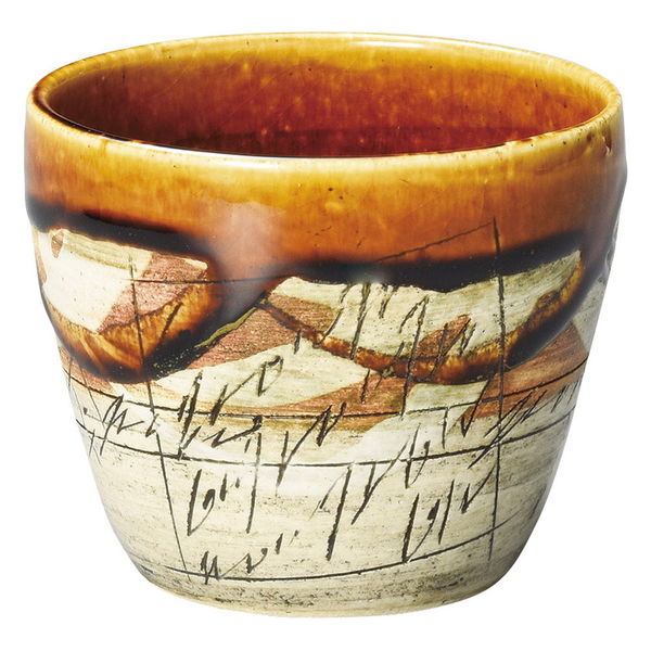陶雅 ロックカップ 飴釉刻紋ロックカップ [2個入] tga-5118-162（直送品）