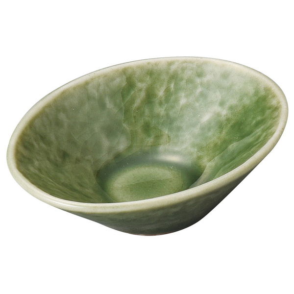 陶雅 珍味 ねり抹茶石目型楕円豆鉢 [9個入] tga-5518-043（直送品）