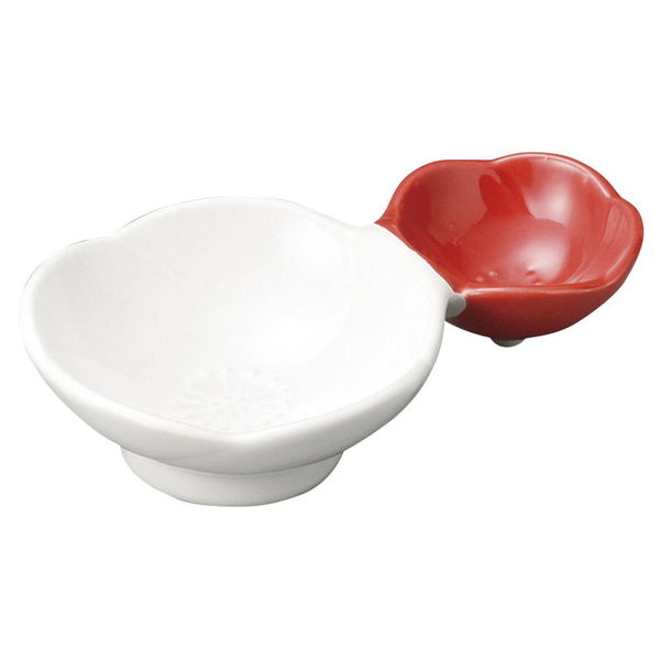 陶雅 薬味皿 紅白梅二品皿 [5個入] tga-5518-169（直送品）