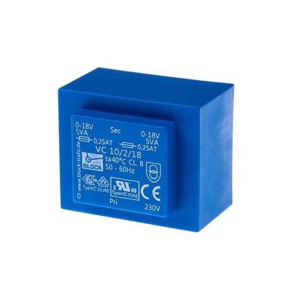 基板実装用トランス 一次側:230V ac 二次側:18V 定格電力:10VA， VC 10/2/18 出力数:2 1ロット(35個)（直送品）