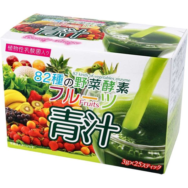HIKARI 82種の野菜酵素 フルーツ青汁 3g×25スティック　1箱(3g×25スティック入)×10セット（直送品）