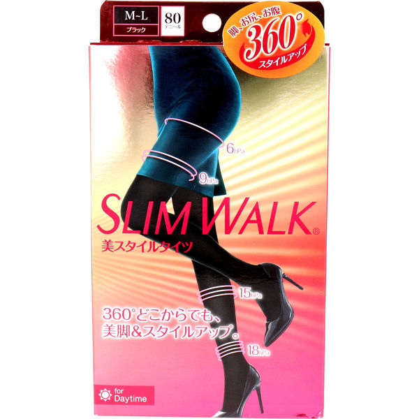 スリムウォーク 美スタイルタイツ ブラック M-L　1枚入×4セット ピップ（直送品） 5,470円