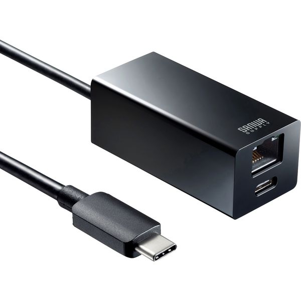 サンワサプライ USB Type-Cハブ付き ギガビットLANアダプタ USB-3TCH32BK 1個（直送品） - アスクル
