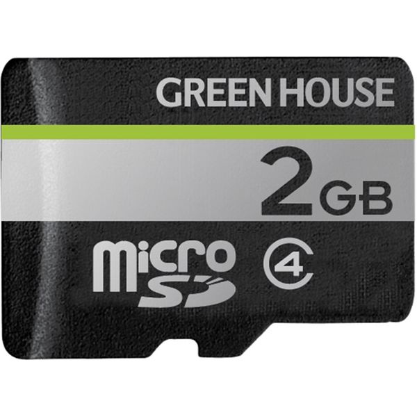 グリーンハウス ｍｉｃｒｏＳＤカード　クラス４　２ＧＢ GH-SDM-D2G 1個（直送品）