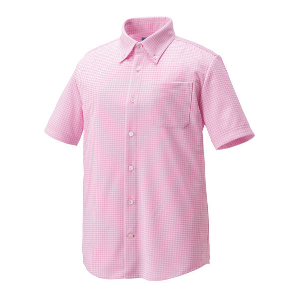 KAZEN ニットシャツ 介護ユニフォーム 男女兼用 ピンク SS APK238-13（直送品）