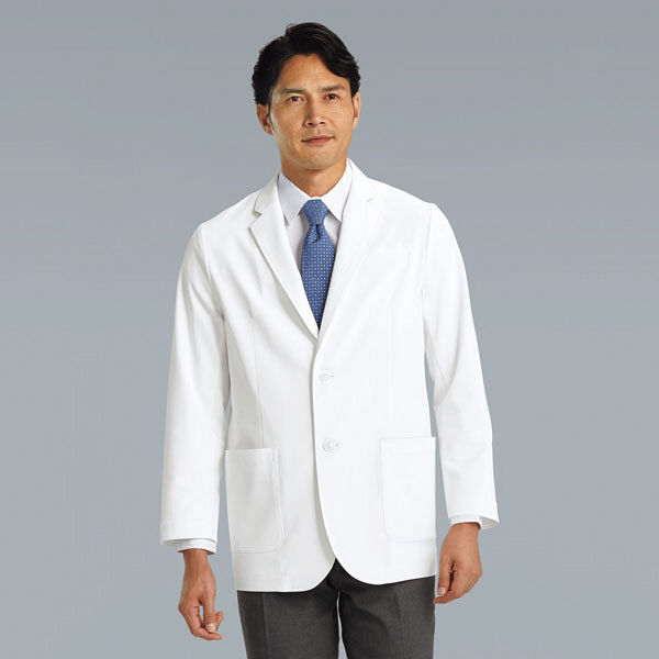 KAZEN メンズブレザー 医療白衣 長袖 ホワイト シングル LL KZN111-40（直送品）