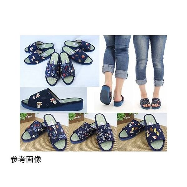 アイ・エス・エム 藍染め 和柄 たたみサンダル くつろぎネコ Lサイズ K11545 1個 65-1335-75（直送品）