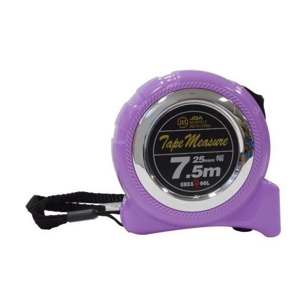 アークランズ ロック付きメジャー(JIS付) 7.5m×25mm バイオレット 478138643 1個 62-9941-16（直送品）