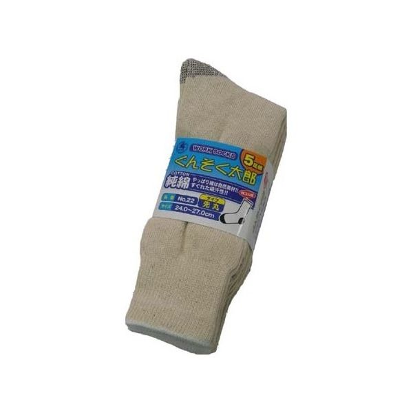 富士手袋工業 純綿軍足 先丸 5足組 22 1組(5足) 65-0547-74（直送品）
