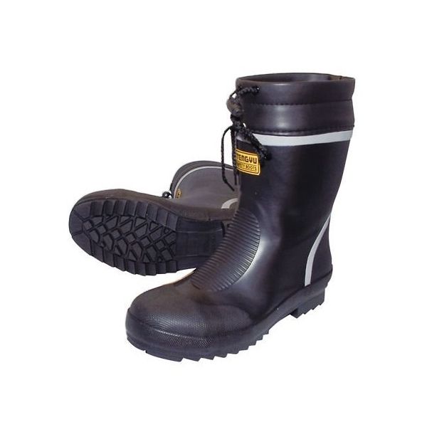 富士手袋工業 先芯入カバー付き安全ショートブーツ 黒/グレーライン 24.5cm 9705-24.5 1足 64-4379-47（直送品）